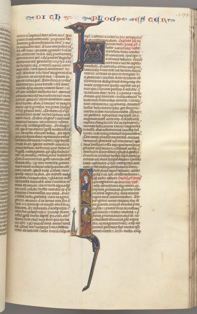 Esther, Historiated Initial, Two Seated Male Figures, c. 1275-1300 by Unbekannt