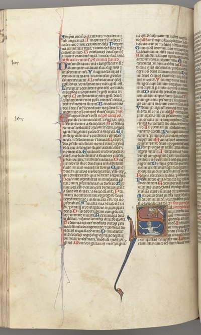 Psalm 68, historiated initial S, David in the water appealing to God above by Unbekannt