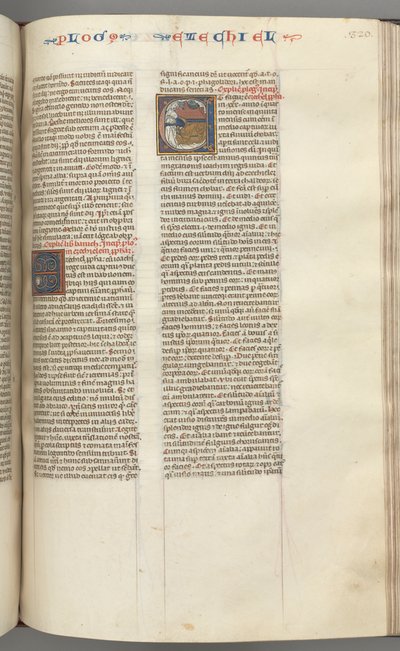 Ezechiel, Historiated Initial E, a Sleeping Ezechiel with His Vision of the Four Beasts by Unbekannt