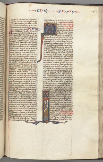 Fol. 404r, Mark, historiated initial I, Mark standing with a scroll, c. 1275-1300 by Unbekannt