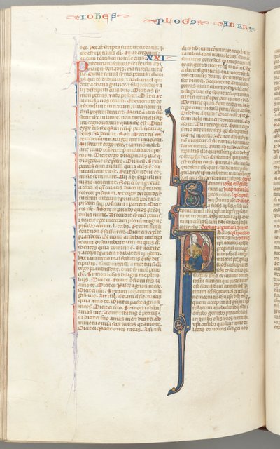 Romans, Historiated Initial P, Paul Seated with a Sword Talking to the Bust of God, c.13th Century by Unbekannt
