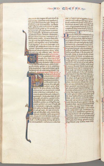 Thessalonians I, Historiated Initial P, Paul Seated with a Sword and a Book, c. 1275-1300 (Fol. 454v) by Unbekannt