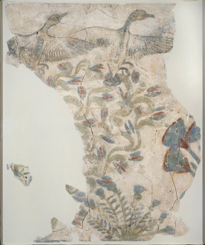 Fragment of Painted Plaster Pavement Depicting Wild Geese Taking Flight, XVIIIth Dynasty by Unbekannt