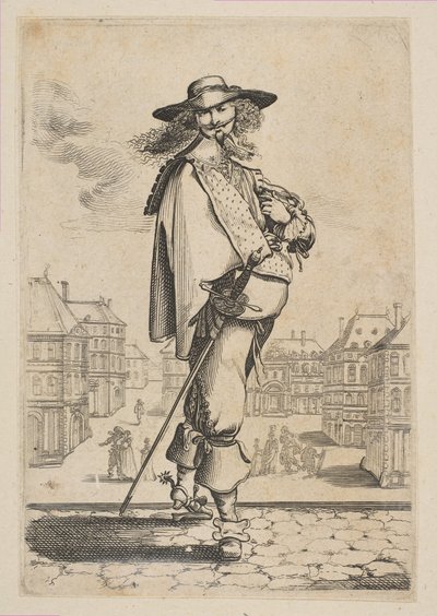 Gentleman with a Sword Before Some Buildings by Unbekannt
