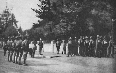 Grenadier Guards with Their New Hats Relieving Guard at Lord Roberts