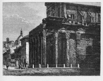 History of Ancient Rome. Temple of Antoninus and Faustina, Adapted to the Church of San Lorenzo in Miranda by Unbekannt