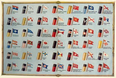 House Flags and Funnels of Passenger Steamship Lines, c1930 by Unbekannt