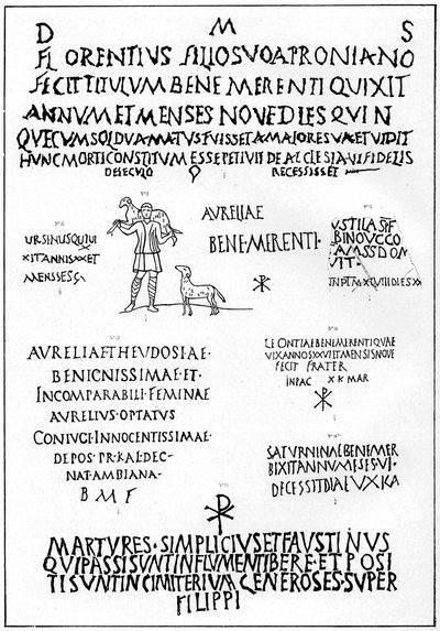 Inscriptions from the Catacombs, Rome by Unbekannt