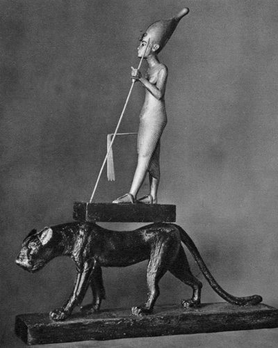 King Tutankhamen on a Black Leopard by Unbekannt