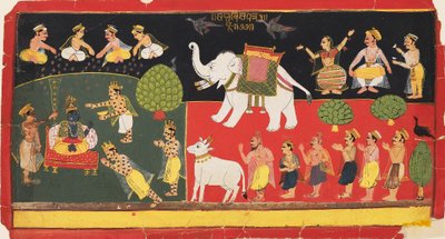 Krishna Revered by Indra Arriving on a White Elephant, c1720 by Unbekannt