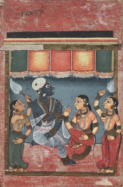 Krishna with Radha and Two Attendants (recto), Jagannath, Subhadra and Balarama (verso) by Unbekannt