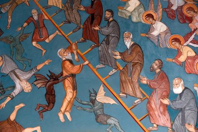 Kykkos monastery, Cyprus. The Ladder of Divine Ascent with the good on the right and the bad on the left by Unbekannt