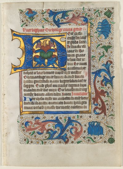 Leaf Excised from a Book of Hours: Decorated Initial H, c. 1470-1480 by Unbekannt
