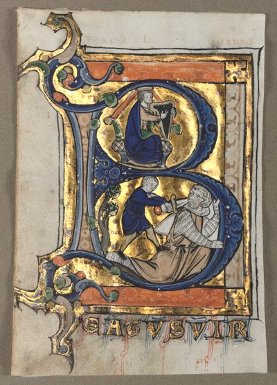 Leaf Excised from a Psalter: Initial B with King David by Unbekannt