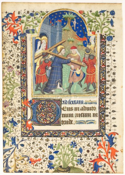 Leaf from a Book of Hours: Christ Carrying the Cross Sext, Hours of the Cross by Unbekannt