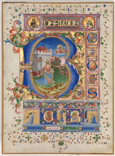 Leaf from a Psalter with Historiated Initial B: King David, c. 1450 by Unbekannt