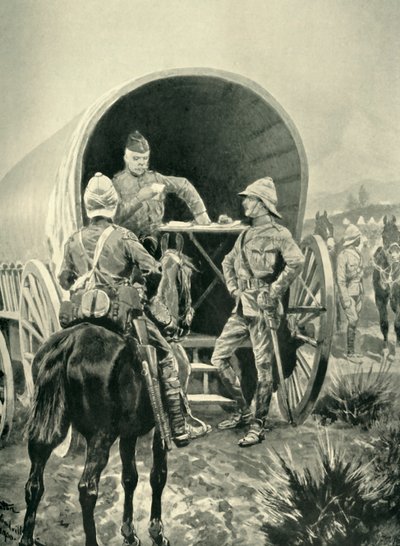 Lord Roberts Writing Despatches in the Transport Wagon in Which He Slept, 1901 by Unbekannt