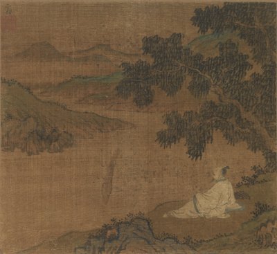 Man on a Hillside under a Tree Overlooking a River, Ming Dynasty by Unbekannt