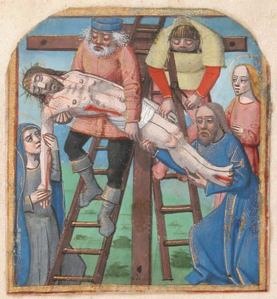 Manuscript Illumination with the Descent from the Cross, from a Book of Hours by Unbekannt