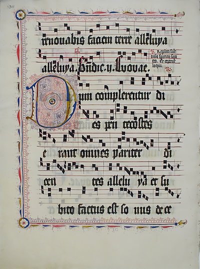 Manuscript Leaf with Initial D, from an Antiphonary by Unbekannt