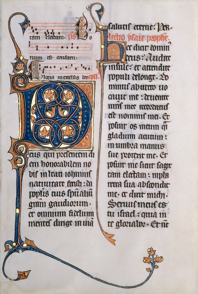 Manuscript Leaf with Initial M, from a Missal by Unbekannt