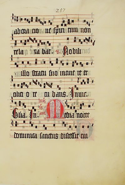 Manuscript Leaf with Initial M, from an Antiphonary by Unbekannt