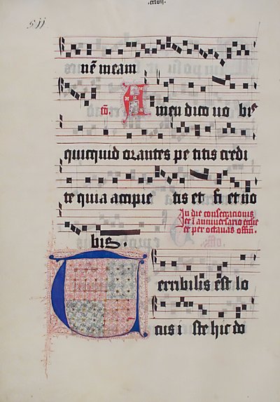 Manuscript Leaf with Initial T, from a Gradual by Unbekannt