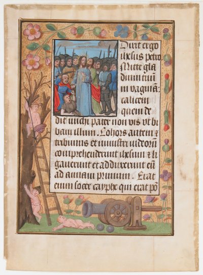 Manuscript Leaf with the Betrayal, from a Book of Hours, ca. 1500 by Unbekannt