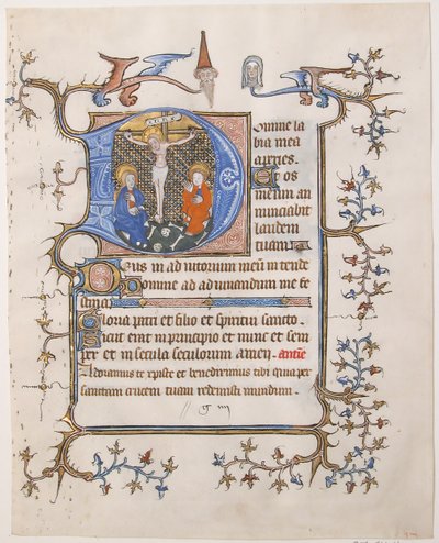 Manuscript Leaf with the Crucifixion in an Initial D, from a Book of Hours by Unbekannt