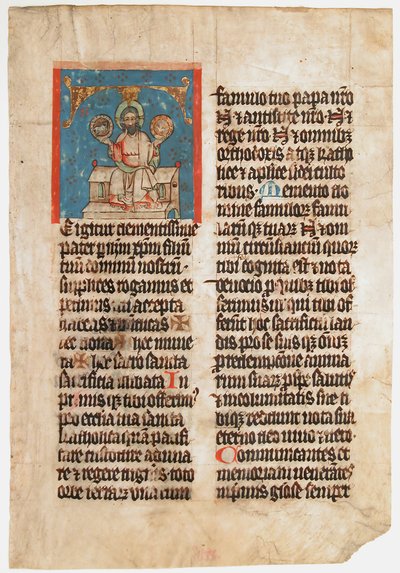 Manuscript Leaf with the Holy Trinity in an Initial T, from a Missal, ca. 1390 by Unbekannt