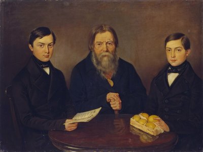 Merchant Smurov with sons by Unbekannt