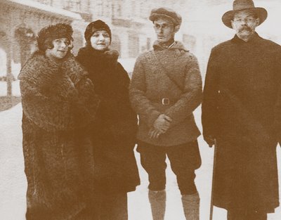 Moura Budberg Second from Left with Maxim Gorky by Unbekannt