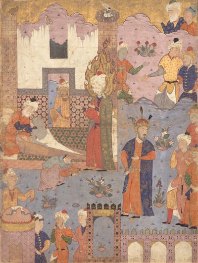 Muhammad Revives the Sick Boy, Folio from a Falnama Book of Omens of Ja