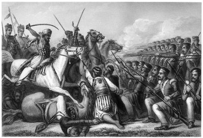 Mutineer cavalry attacking an infantry square at the Battle of Cawnpore, 1857 by Unbekannt