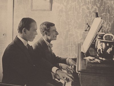 Nijinsky and Maurice Ravel at the Piano Playing a Score from Daphnis and Chloe by Unbekannt