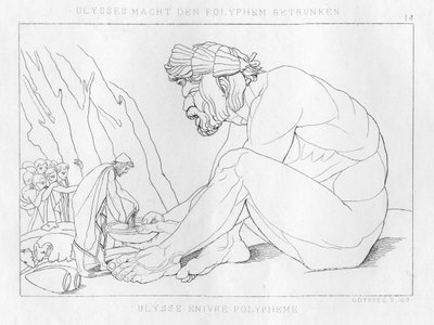 Odysseus Drinking with Polyfemos, the Cyclops by Unbekannt