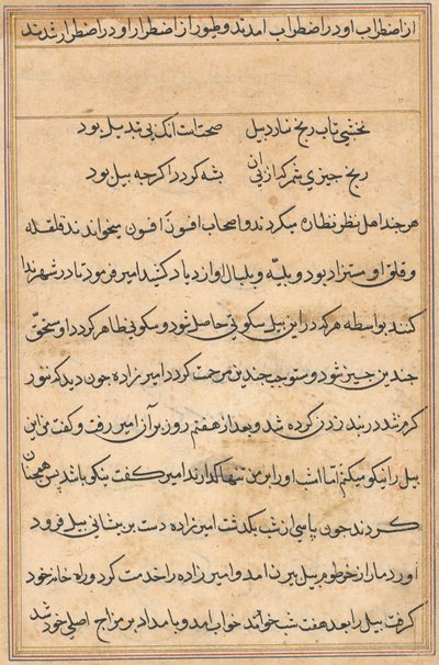 Page from Tales of a Parrot Tuti-nama: Text Page by Unbekannt