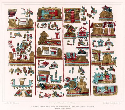 Page from the Vienna Nahua manuscript of Zapotec origin, Mexico by Unbekannt