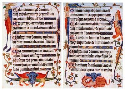 Page of Illustrated Text from the Luttrell Psalter by Unbekannt