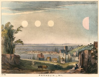 Parhelia mock suns without haloes, observed in England in 1698, 1845 by Unbekannt