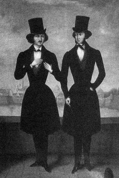 Portrait of Alexander Pushkin and Nikolai Gogol by Unbekannt