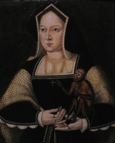 Portrait of Catherine of Aragon, with Her Pet Monkey (Copy After Lucas Horenbout) by Unbekannt