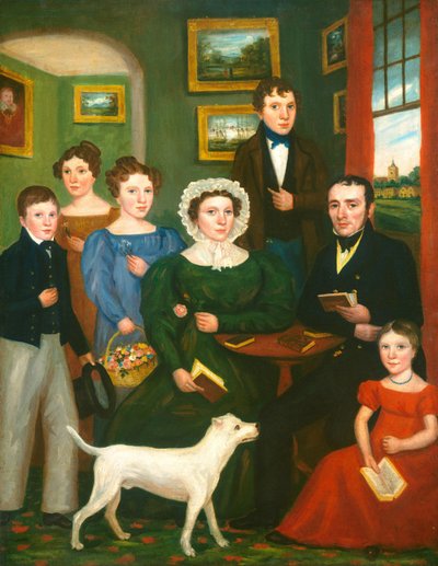 Portrait of an Unknown Family with a Terrier by Unbekannt