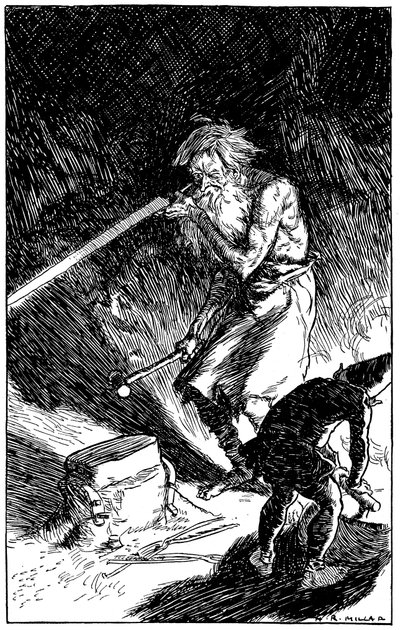 Puck Helping Wayland, Smith of the Gods, to Forge a Sword by Unbekannt