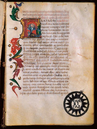 Representation of Saint Jerome, illuminated page taken from 