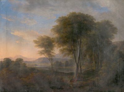 Romantic Landscape with a Tree in the Background by Unbekannt