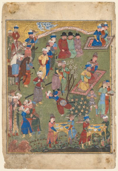 Royal Feast in a Garden recto from the double-page frontispiece of a Shahnama by Unbekannt