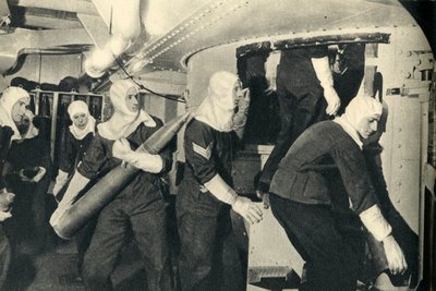 Royal Marines Handling Ammunition on Board HMS Illustrious, World War II, c. 1939-1943 by Unbekannt