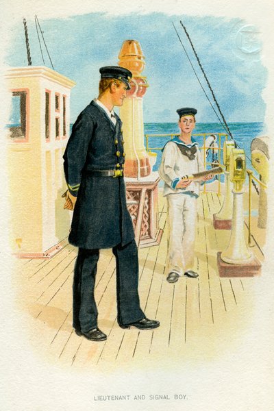 Royal Navy Lieutenant and signal boy by Unbekannt