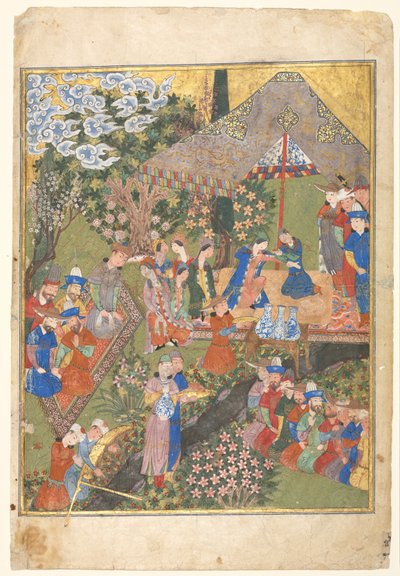 Royal Reception in a Landscape, Right Folio from a Double-Page Frontispiece, 1444 by Unbekannt